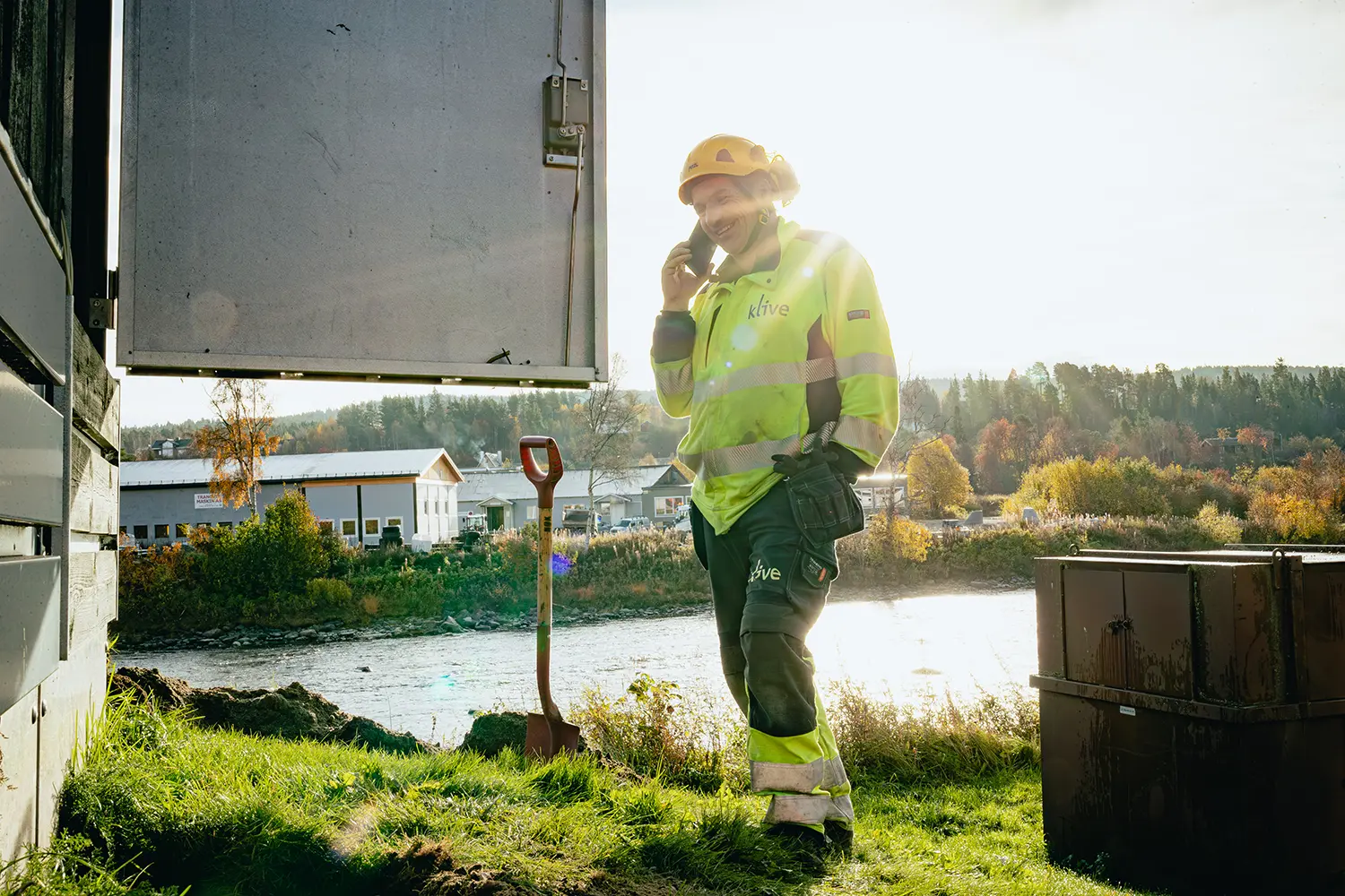 Klive i arbeid med snøbrøyting